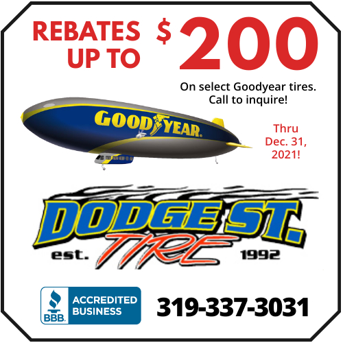 Dodge Street Tire & Auto rebates up to $200