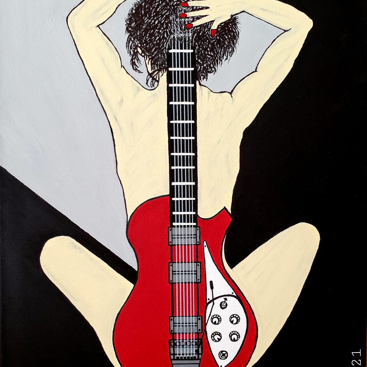 woman within guitar by breithaupt