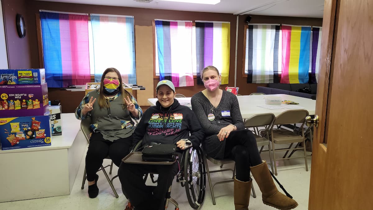 Leaders of Bolingbrook Pride LGBTQ youth drop-in program are Winter Meldrum, Allaina Humphreys and Freya Knarr.