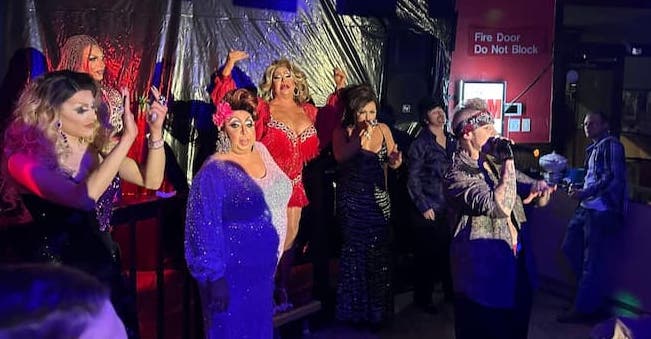 Drag king Faim Lee Jewls led a cast of seven drag performers at Keith's Restaurant Jan. 14.