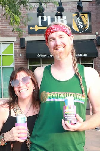 Nicole Wolfe and Heath Johnson at the Pride Party at Bass Street Landing on June 17, 2023.