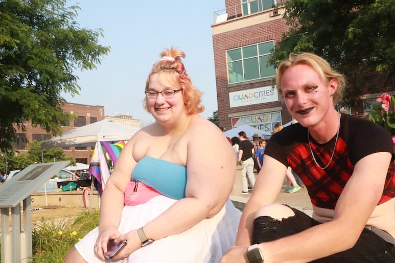 Julia Davis, left, and Matti Burtt, at Pride Party at Bass Street Landing June 17, 2023.