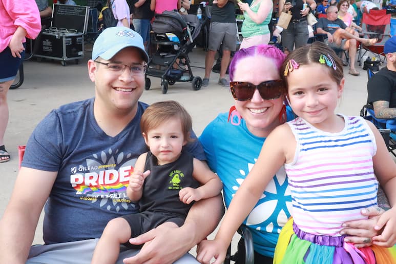 Family fun: Andrew, Eliza, Sarah and Vivien at the Pride Party at Bass Street Landing in Moline June 17, 2023.