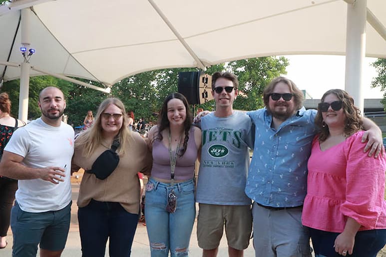 L to R: Elmar Ebrahim, Hope Jackson, Catherine Moore, Calvin Lewis, Scott Gallagher, and Melissa Walker at Pride Party at Bass Street Landing June 18, 2023.