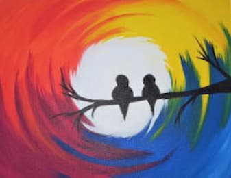 Rainbow Birds Cork n Canvas