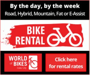 World of Bikes in Iowa City offering bike rental