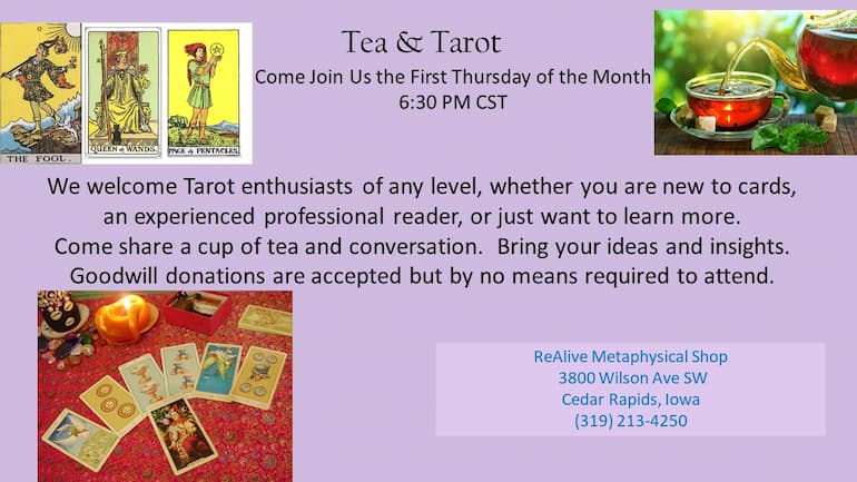 Tea and Tarot at ReAlive Metaphysical in Cedar Rapids