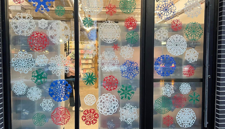 Julie Meyerson Ross snowflake window at RAYGUN