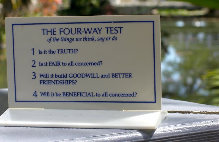The Four-Way Test from Rotary Club International