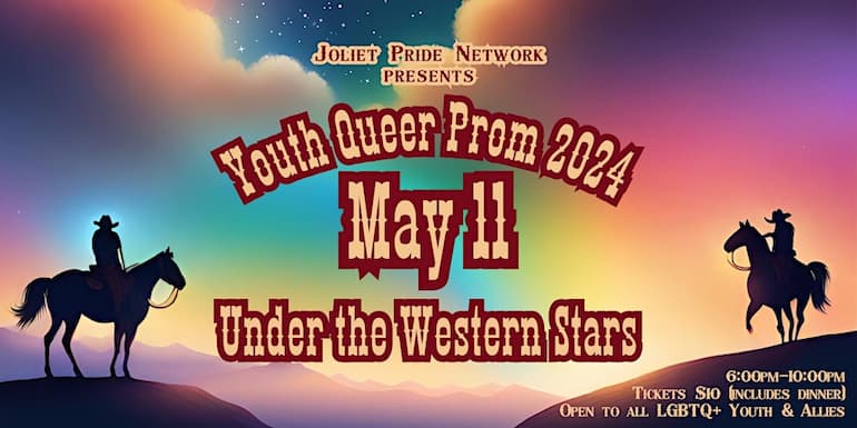 Horseback riders with youth queer prom