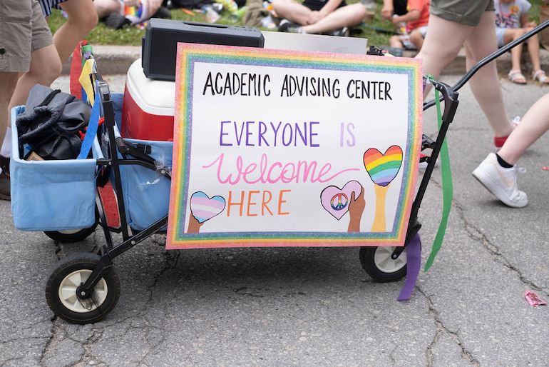 The University of Iowa's Academic Advising Center in the Iowa City Pride Parade June 15