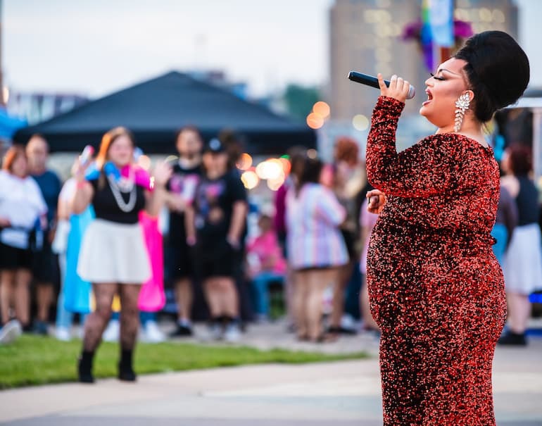 Ada Vox sings at Quad Cities Pride Festival May 31, 2024