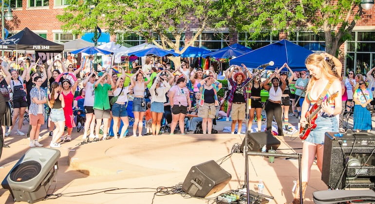 BTDT and cheering fans at Pride Party at Bass Street Landing June 15