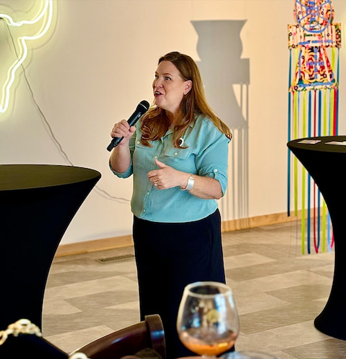 Iowa State Representative Lindsay Williams, District 71, speaking at the Dubuque launch