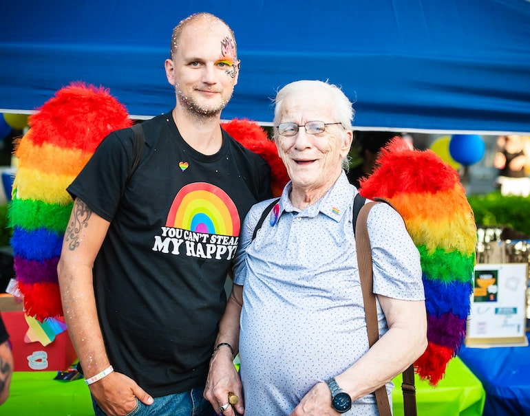 Nicholas Dinwiddle and Tom West at Pride Party at Bass Street Landing June 15