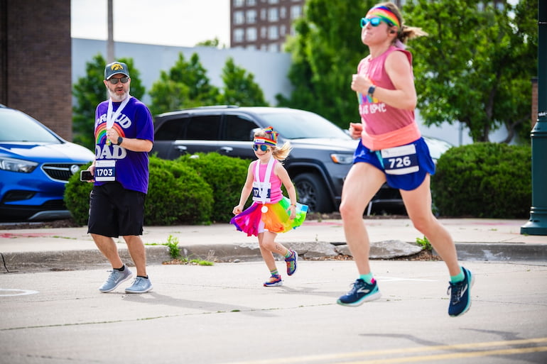 Three generations of runners in the Pride 5K in Moline June 15